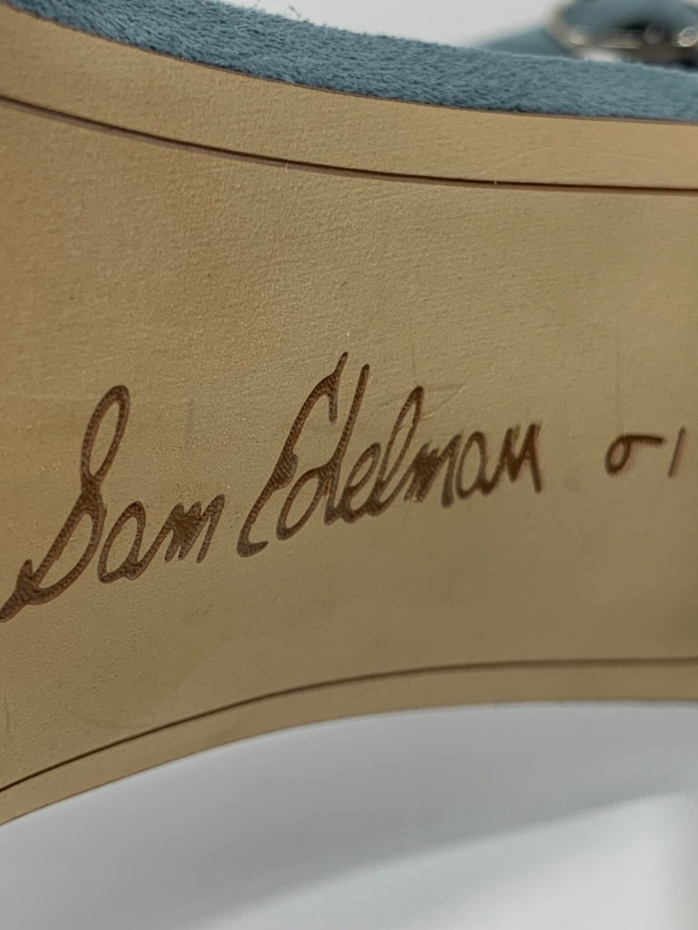 Sam Edelman Signature Collection Yenna Suede Heels Seafoam Blue Size 9 - Picture 11 of 11